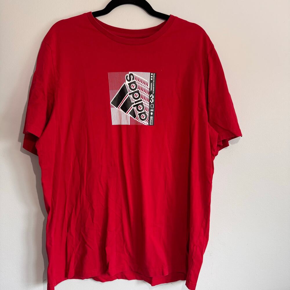 Adidas Red T-Shirt - Sideways Logo
